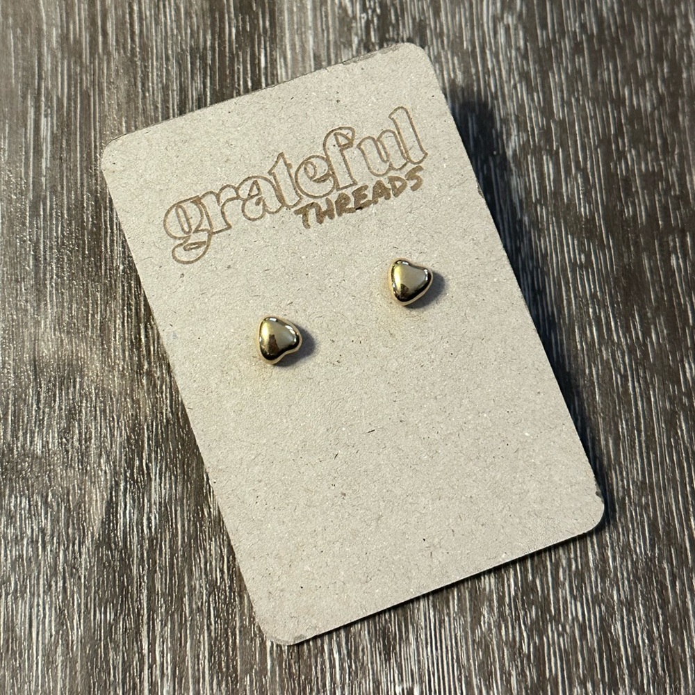 Gold Heart Stud Earrings - Small Gold Hearts